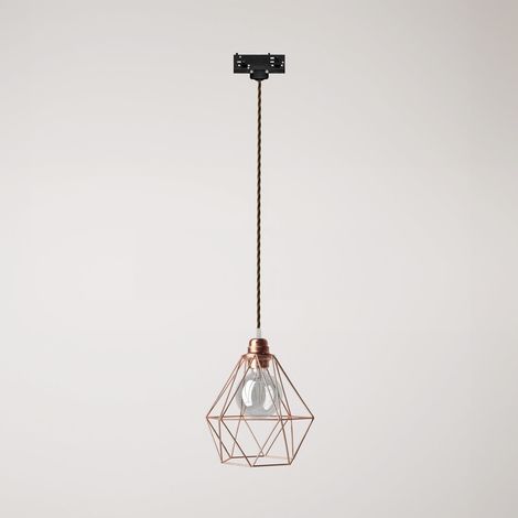 Creative Cables - Candeeiro suspenso com abajur em gaiola de diamante para calhas - lâmpada incluída