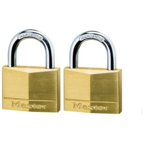 MASTER LOCK - 2 LUCCHETTI IN OTTONE MASSICCIO - ARCO ACCIAIO TEMPERATO - 40x22x6 MM