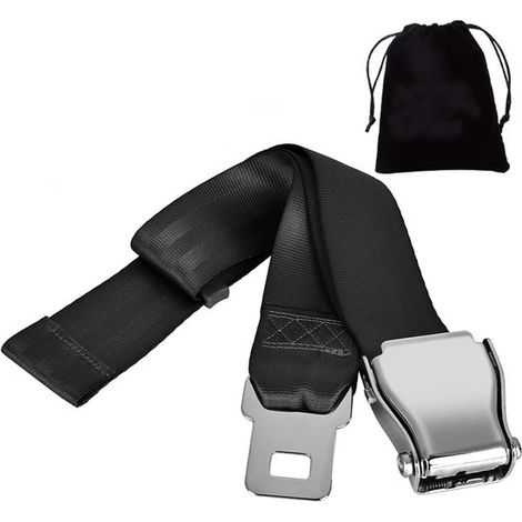 Rallonge de ceinture de sécurité universelle pour avion - Noire - Polyester - Durable et sûre - Idéale pour la voiture et l'avion - Confortable et résistante aux chocs (1/5)
