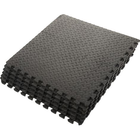 Ensemble de 12 Dalles Carrees EVA - Tapis de sol, Sport, Gymnastique, Yoga, Tapis Puzzle Antiderapant Mousse Noir 60 X 60 cm (1/5)