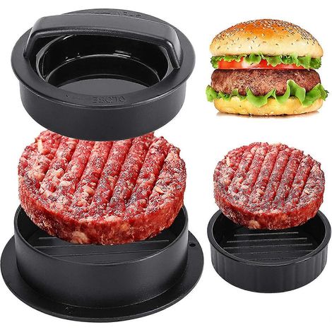 Moule à steaks hachés, un moule à steaks hachés antiadhésif 3 en 1 adapté à diverses viandes telles que le bœuf et les légumes. (1/5)