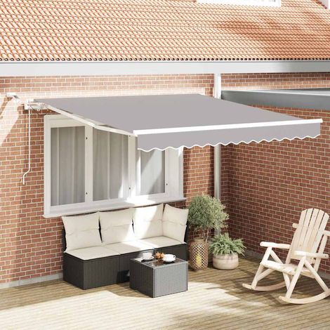 Toldo Retráctil Gris Claro 350 x 250 cm Poliéster y metal