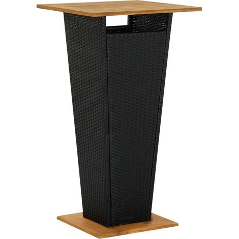 Tavolino da Tè Nero 60x60x110 cm Polyrattan e Massello Acacia vidaXL (1/5)