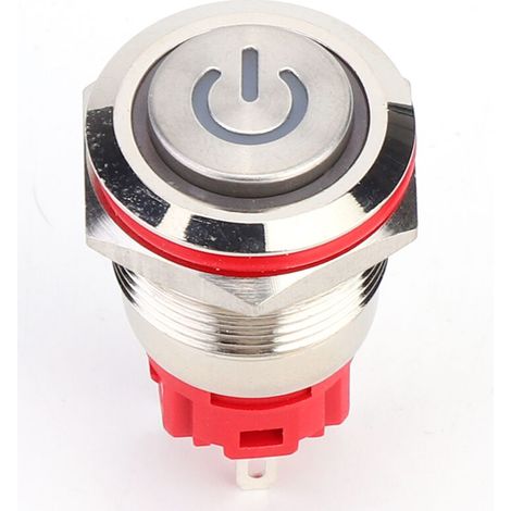 Interrupteur à bouton-poussoir métallique DC930V 19mm 1NO 1NC à verrouillage automatique avec voyant jaune (lampe d'alimentation annulaire à verrouillage automatique haute tension) (1/5)