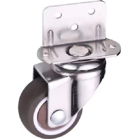 Petites roulettes pivotantes pour meubles,32mm sans frein,plaque de montage en L,convient pour meubles,supports de fleurs,crèches (32 mm,1PCS) (1/5)