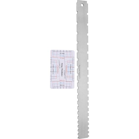 Ensemble d'outils de mesure pour luthier : règle à frettes de guitare à bord droit cranté, outil de mesure pour frettes de guitare. (1/5)