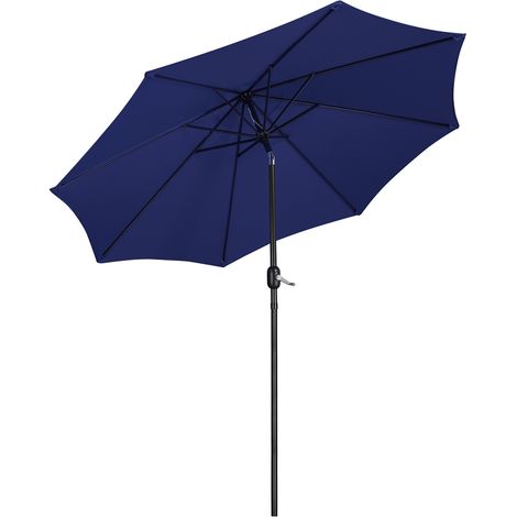 Homevive Sombrilla de Jardín Reclinable con Manivela Botón Pulsador Parasol de Terraza para Playa Piscina Balcón 261 cm de Diámetro Azul Marino (1/5)