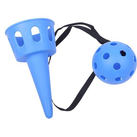 Attrape-balles, jouet d'entraînement sportif pour enfants, ensemble de jeu de lancer et d'attraper des balles en extérieur, bleu. (1/5)