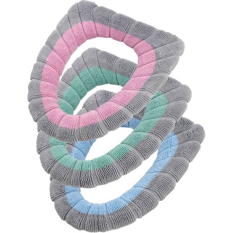 Juego de 3 protectores de asiento de inodoro hechos de tela suave, gruesa, cálida y elástica, lavables.