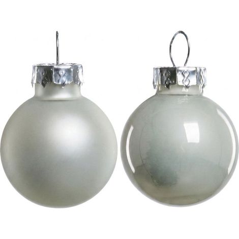 TrendLine Christbaumkugeln 24 Kugeln Ø 2,5 cm Glas Weiß Weihnachtskugeln (1/3)