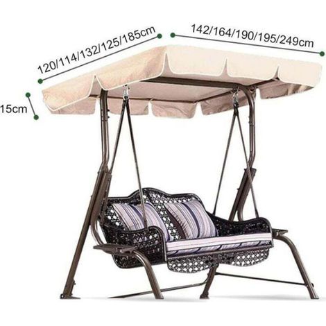 Toit Balancelle - Oxford 210D Imperméable Anti-UV - Pour Balancelle Jardin 3 Places - 164x114x15 cm - 1 Pièce (1/4)