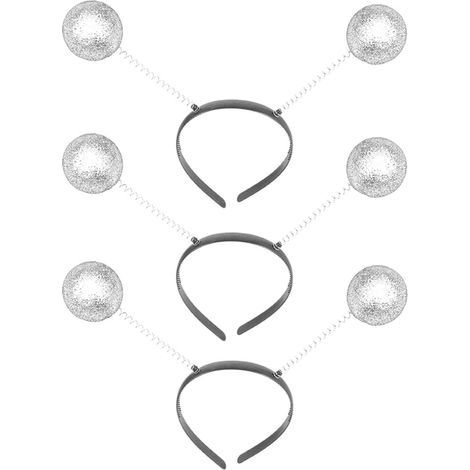 Bandeaux Antennes Extraterrestres à Paillettes Argentées, Lot de 3 Serrage-têtes Festifs avec Boules Décoratives, Accessoires Coiffure pour Fêtes, Carnaval, Cosplay et (1/5)