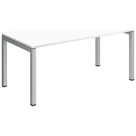 Bureau droit Teamline plateau blanc 160 cm - piètement métal aluminium - Maxiburo