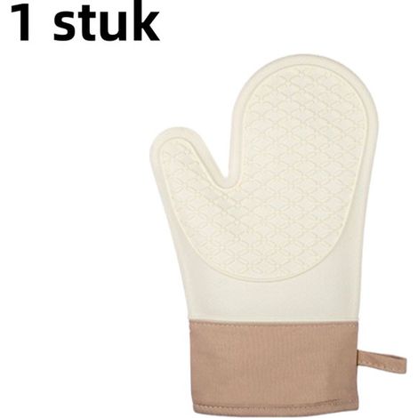 pièce - Gants isolants en Siliconen - Épais, antidérapants - Résistants aux hautes températures - Cuisson, anti-brûlure, cuisine, micro-ondes, pince spéciale - Deux doigts - Couleur clair de lune (1/5)