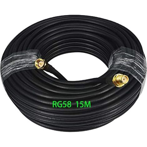 RG58 Coaxial Cable, SMA Male to Female Connector, 15m, 50 Ohms, WLAN Antenna Extension (1/5)