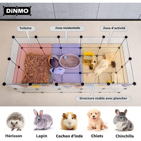 DINMO Cages pour cochons d'Inde, Parc pour Chiots, Parc pour Petits Animaux pour Lapin, Lapin, Furet, hérisson, Bricolage, étendu, Portable, clôture d'exercice, 155,5 x 63,1 x 63,1 cm (1/2)