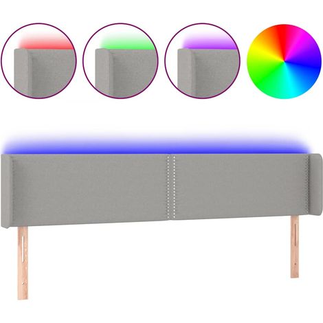 Maison Exclusive - Cabecero con LED de tela gris claro 203x16x78/ (1/5)