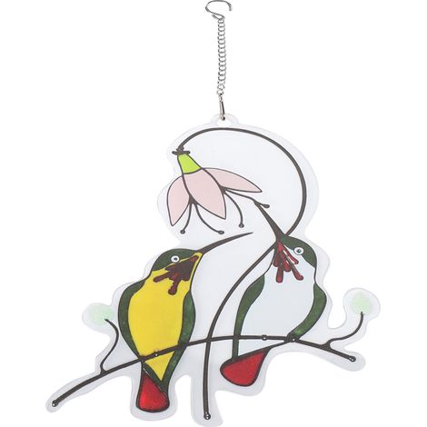 Décoration de fenêtre en forme d'oiseau, pendentif décoratif à suspendre, cadeau idéal pour la maison, le bureau, le jardin ou une porte. Deux oiseaux verts de forme spéciale.
