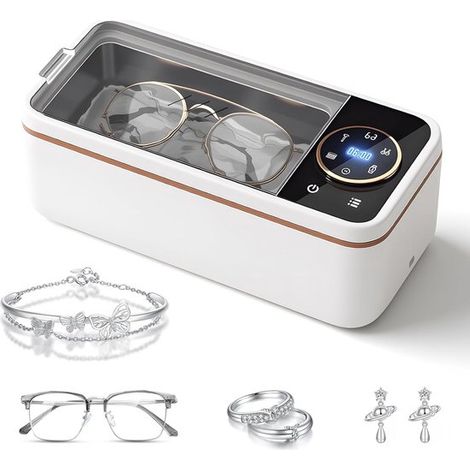 Ultraschall-Schmuckreiniger 45 kHz，Gerät mit 304 Edelstahlbehälter 355 ml (12 oz)，6 Reinigungsmodi und digitaler Timer，geeignet für Schmuck (1/5)