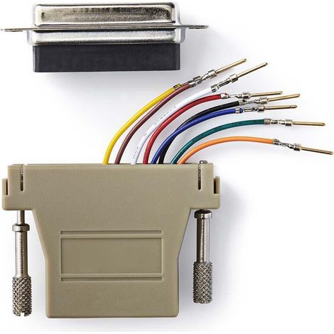 Nedis serieller adapter adapter d sub 25 pin buchse rj45 buchse vernickelt abs elfenbein box 205199631