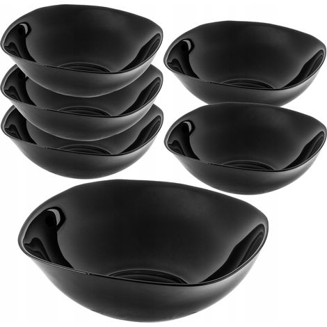 KADAX Schwarze Glasschale, 17,5x17,5cm Salatschale, Set Schale, mikrowellengeignete Müslischüssel, S