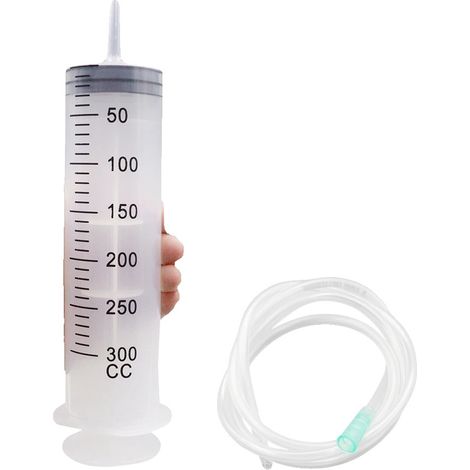 Jeringa multivolumen, construcción de plástico resistente, jeringa con manguera de 300 ml (1/2)