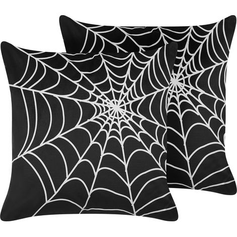 Dekokissen 2er Set LYCORIS Samtstoff 45 x 45 cm Schwarz Abstraktes Muster