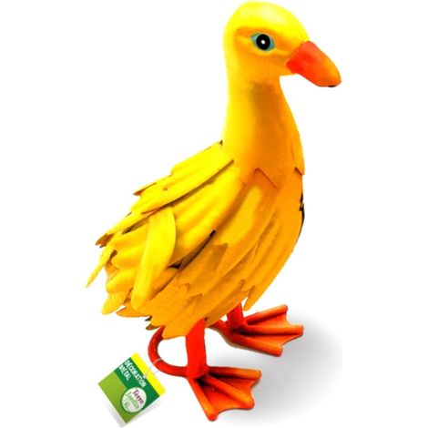 Terre Jardin – Caneton décoratif en métal 17cm – Statue animaux jaune – Pour jardin ou terrasse – Design réaliste et coloré (1/2)