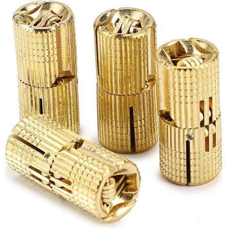 Lot de 4 charnières dissimulées en laiton de 16 mm, charnières dissimulées pour meubles, angle d'ouverture à 180 degrés (1/5)