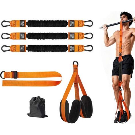 Conjunto de bandas elásticas para dominadas, fitness con asas y pedales ajustables para barras de dominadas, entrenamiento de fuerza, gimnasio en casa - Naranja (1/5)