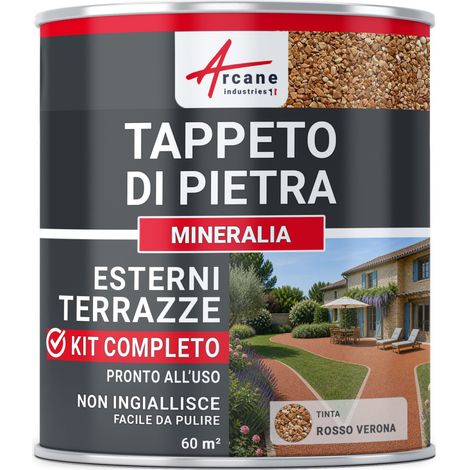 Kit Tappeto di Pietra per Esterni - Terrazza & Vialetti (Granuli di Marmo + Resina PU UV): MINERALIA - 60 m² Rosso Verona - ARCANE INDUSTRIES (1/3)