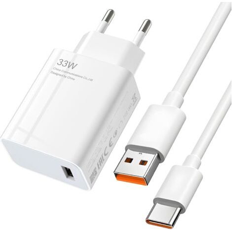 Adaptateur chargeur rapide 33 W USB-C avec câble 6 A pour smartphones Xiaomi, POCO et Redmi (1/4)