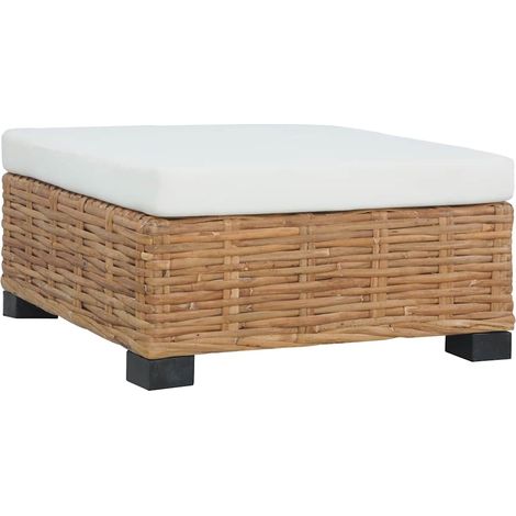 Poggiapiedi con Cuscino in Rattan Naturale vidaXL