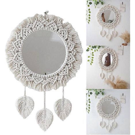 Miroir mural suspendu à franges, miroir décoratif rond pour appartement (1/4)