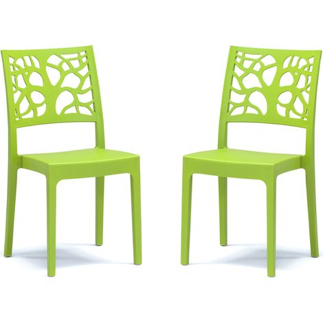 Sedia da bar cucina in polipropilene impilabile TETI verde Set 2 (1/3)