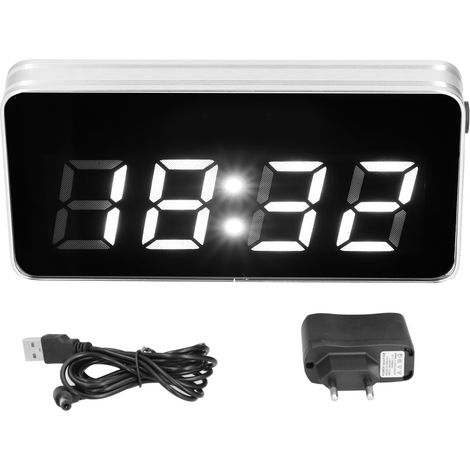 Horloge de Bureau avec Calendrier Perpétuel, Affichage LED Lumineux et Fonction Miroir - Prise EU (1/5)