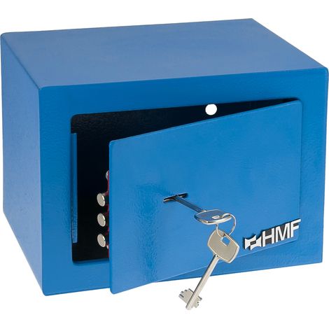 HMF 49216-05 Möbeltresor Doppelbartschloss, Safe Tresor klein mit Schlüssel, 23 x 17 x 17 cm, Blau (1/5)