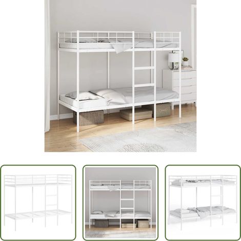 Hochbett -  Etagenbett ohne Matratze Weiß 80x200 cm Stahl