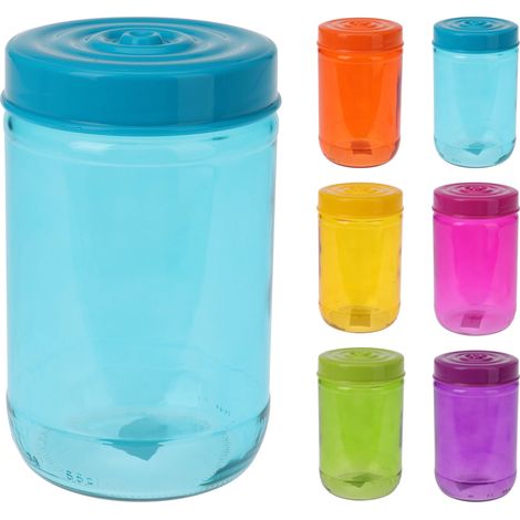 1 BARATTOLO IN VETRO 660ML COLORE ASSORTITO CUCINA ACCESSORI