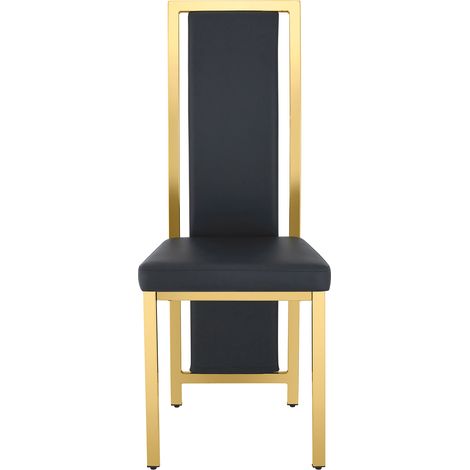 ELVMI Set di 2 Sedie da Pranzo con Schienale Alto, Telaio in Metallo Dorato, PU e Metallo, Nero e Oro (1/5)