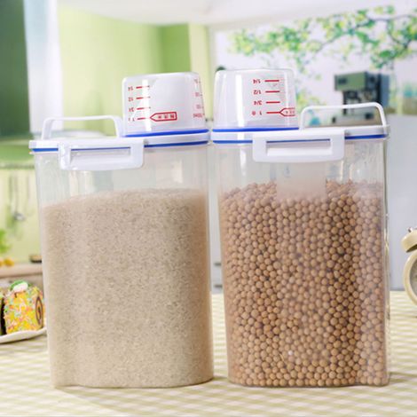 Seau à riz portatif 2016 avec verre doseur, récipient de stockage de grains de 2 kg avec joint en silicone (1/5)
