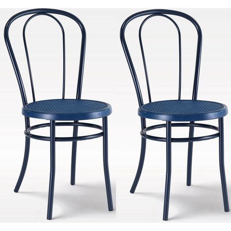 Lot de 2 chaises BISTRO Salle à Manger en Métal Café Restaurant Hotel THONET bleu-gris (RAL-5008)