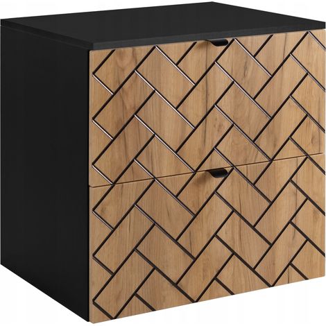 Rodan Waschbeckenunterschrank 60 cm, Braun Matt, 46 x 60 x 62,3 cm, mit schwarzer Waschtischplatte, feuchtraumgeeignet