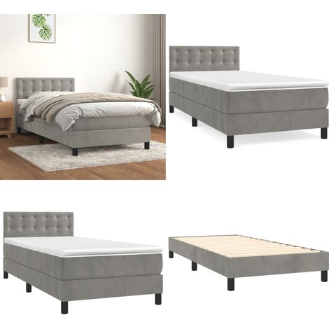 Boxspringbett mit Matratze Hellgrau 80x200 cm Samt - Samtbett - Boxspringbett - Doppelbett - Bettauflage - Matratze - Home & Living (1/5)