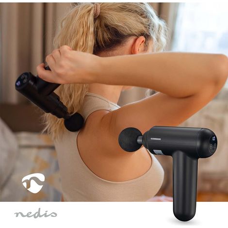 MELISSA Wiederaufladbare Massagepistole mit LED 4 Köpfe Schwarz