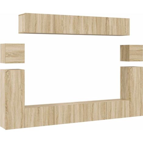 Ensemble de meubles TV 8 pcs - Armoires TV suspendues Chêne sonoma Bois d'ingénierie fr1708 - Maison La Vie