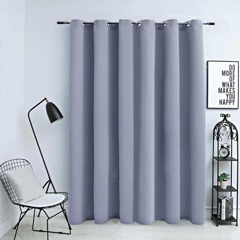 vidaXL Cortina opaca con anillas de metal gris 290x245 cm (1/5)