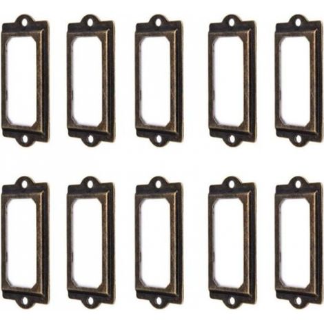 BEBUSINGOTO 50Pcs porte-étiquette 60 x 18 mm métal bronze vintage porte-étiquette porte-cartes bibliothèque tiroir armoire (1/5)