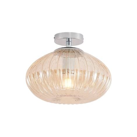 [NEUWERTIG] B-Ware Lindby Defne Deckenlampe Deckenlampe Lampe Leuchte Glaslampe Bernstein Chrom