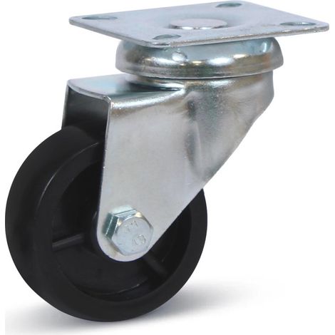 Roue pivotante PP noire - MESO - Platine - 50 mm - 50 kg